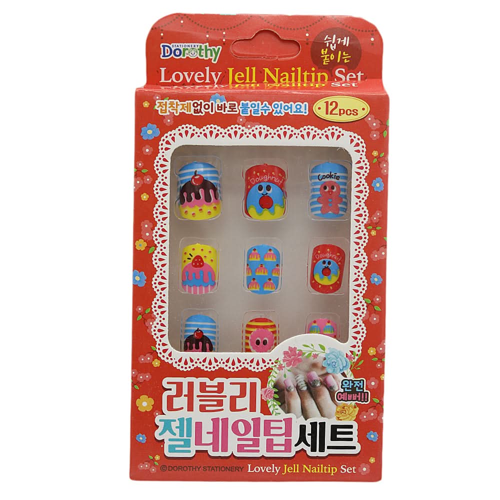 Girls Jell Nail Tip Set - Red, Kids, Gift Set, Chase Value, Chase Value