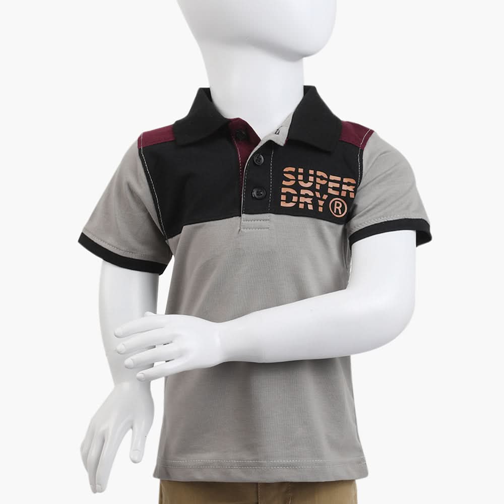 Boys Half Sleeves Polo T-Shirt - Grey, Boys T-Shirts, Chase Value, Chase Value