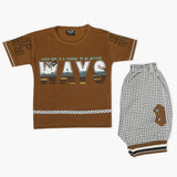 Boys Half Sleeves Short Suit - Dark Brown, Boys Sets & Suits, Chase Value, Chase Value