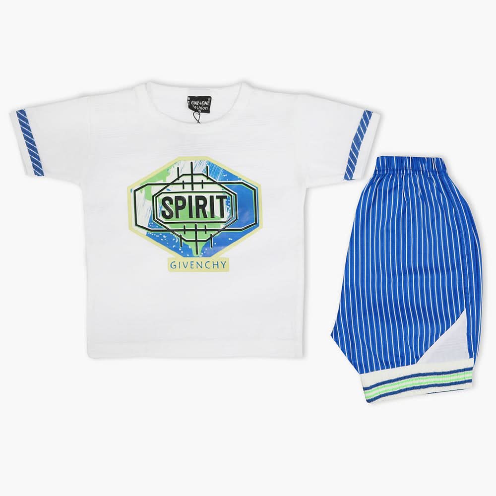 Boys Half Sleeves Short Suit - White, Boys Sets & Suits, Chase Value, Chase Value