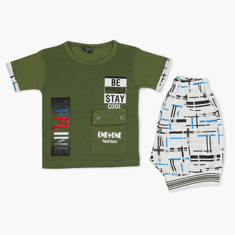 Boys Half Sleeves Short Suit - Green, Boys Sets & Suits, Chase Value, Chase Value