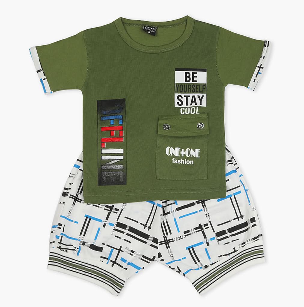 Boys Half Sleeves Short Suit - Green, Boys Sets & Suits, Chase Value, Chase Value