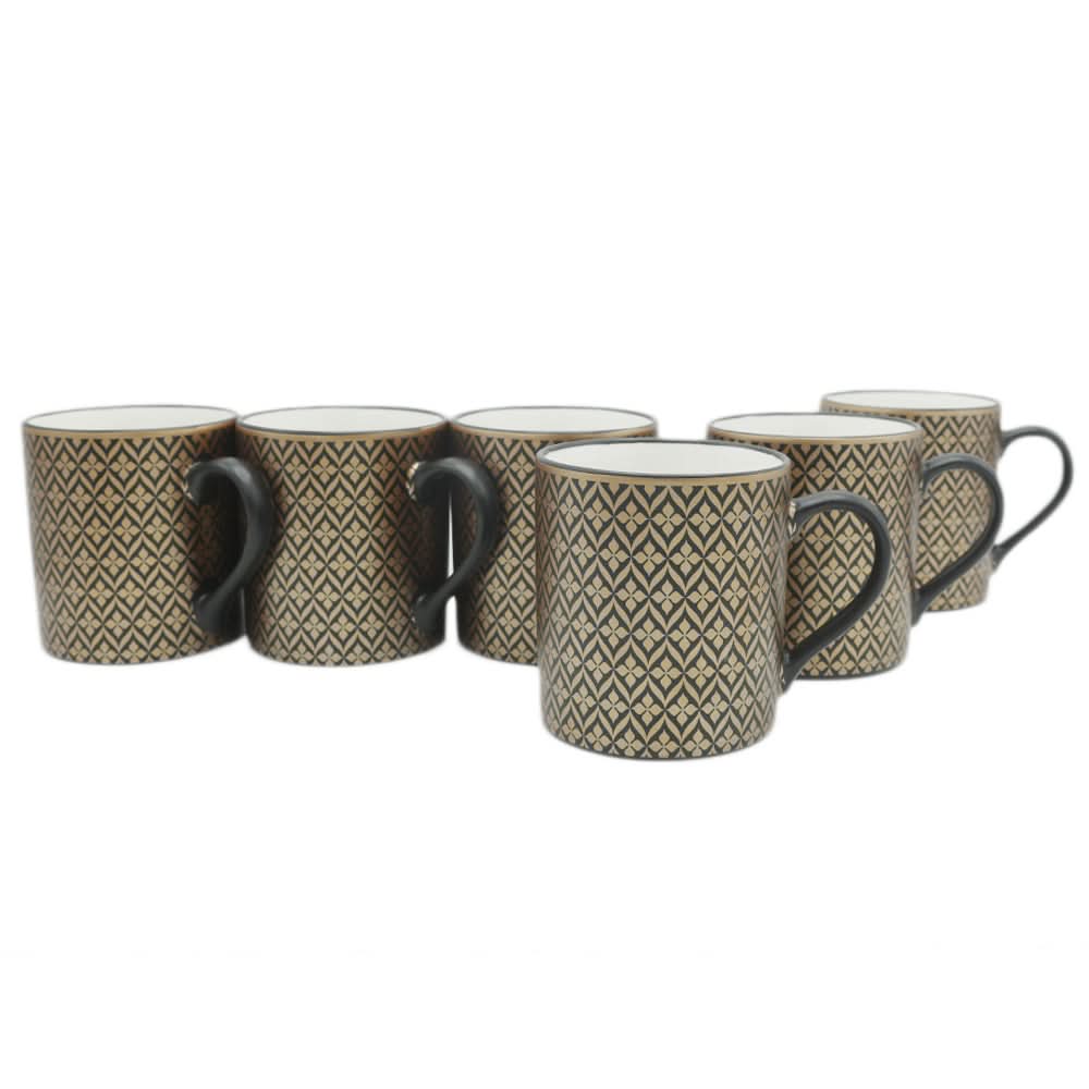 New Bone China 6 Pieces Mug Set - Black, Home & Lifestyle, Glassware & Drinkware, Chase Value, Chase Value