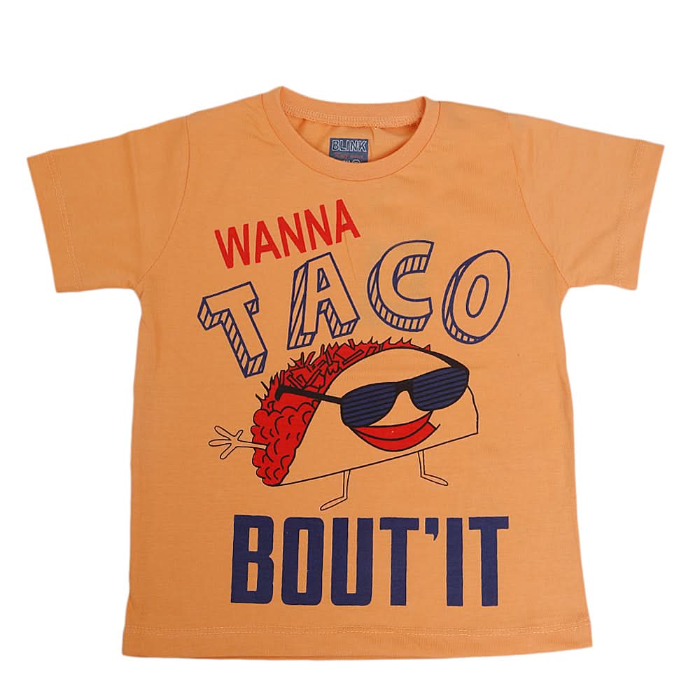 Boys Round Neck Half Sleeves T-Shirt - Peach, Kids, Boys T-Shirts, Chase Value, Chase Value