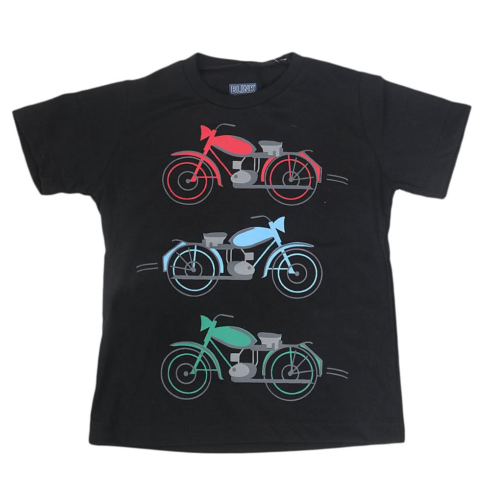 Boys Round Neck Half Sleeves T-Shirt - Black, Kids, Boys T-Shirts, Chase Value, Chase Value
