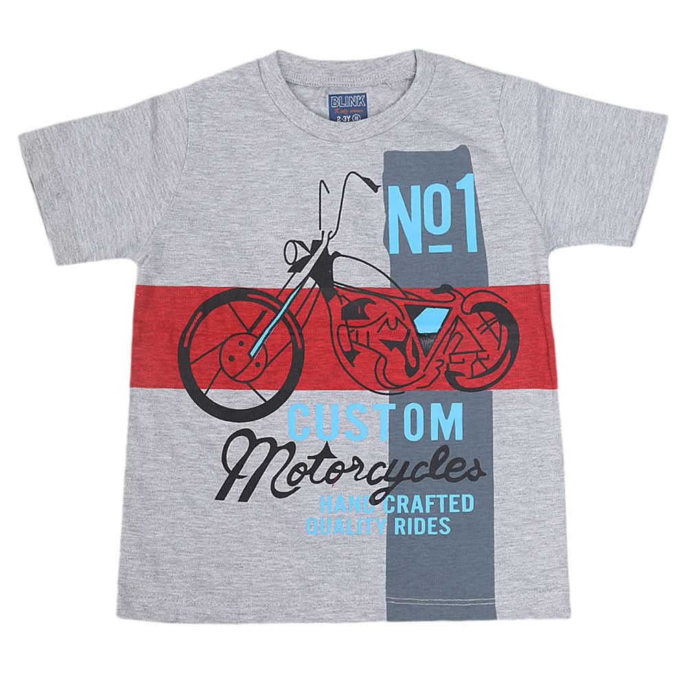 Boys Round Neck Half Sleeves T-Shirt - Grey, Kids, Boys T-Shirts, Chase Value, Chase Value