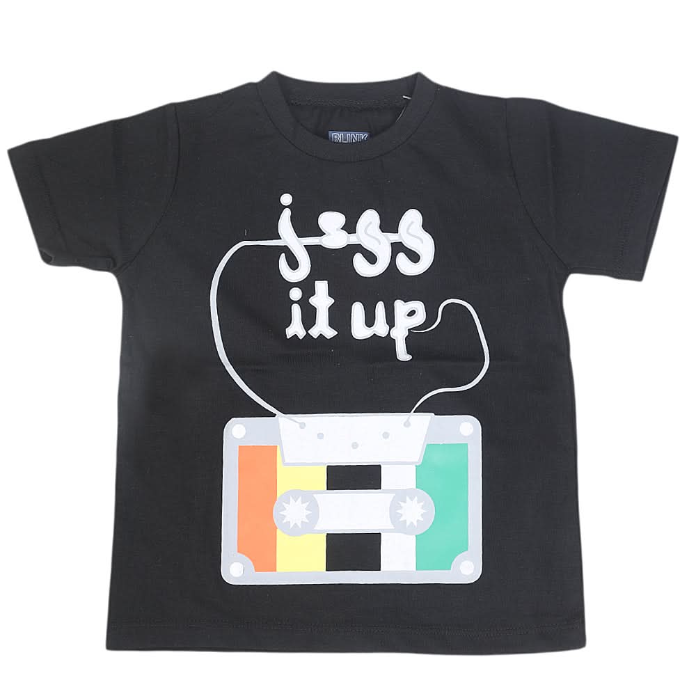Boys Round Neck Half Sleeves T-Shirt - Black, Kids, Boys T-Shirts, Chase Value, Chase Value
