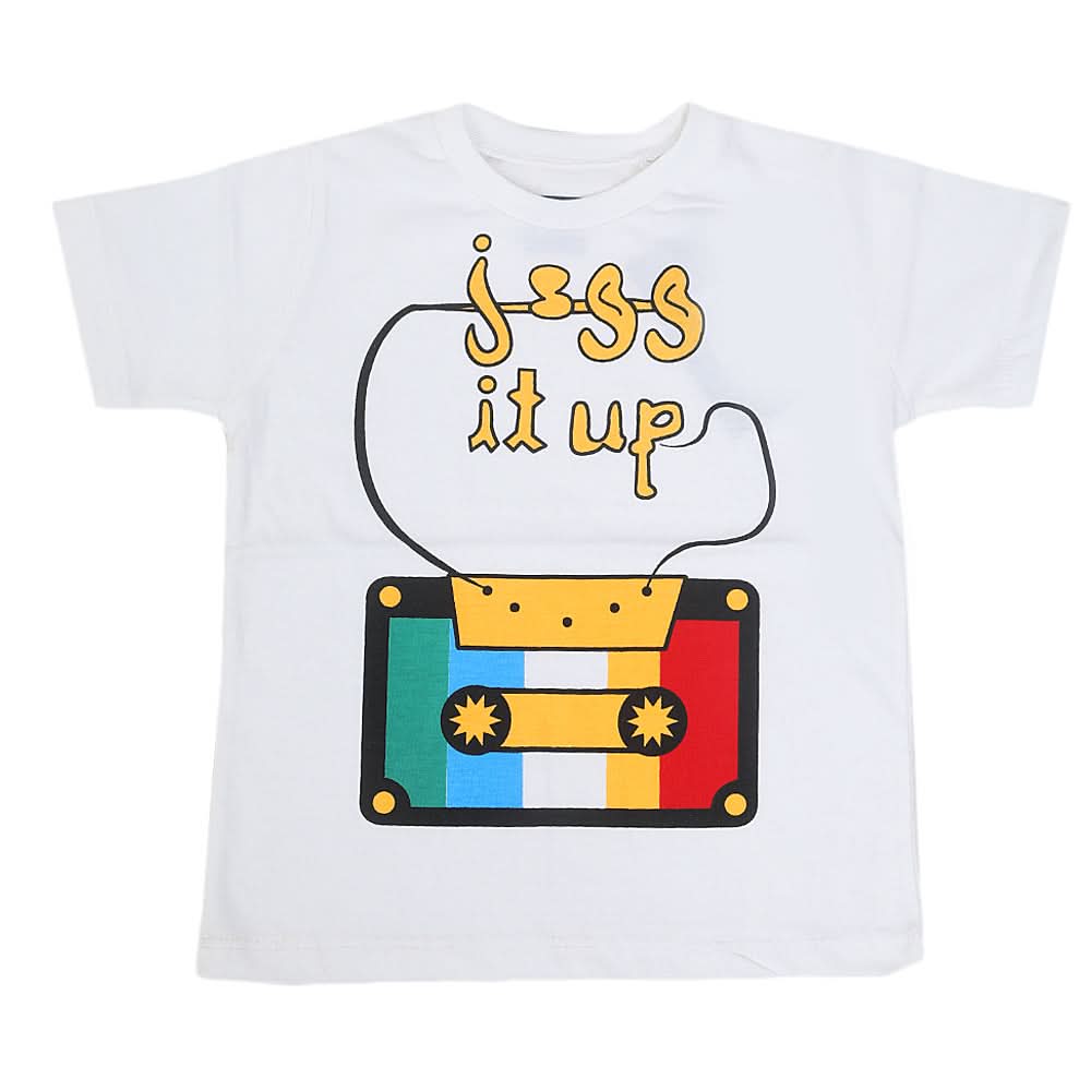 Boys Round Neck Half Sleeves T-Shirt - White, Kids, Boys T-Shirts, Chase Value, Chase Value