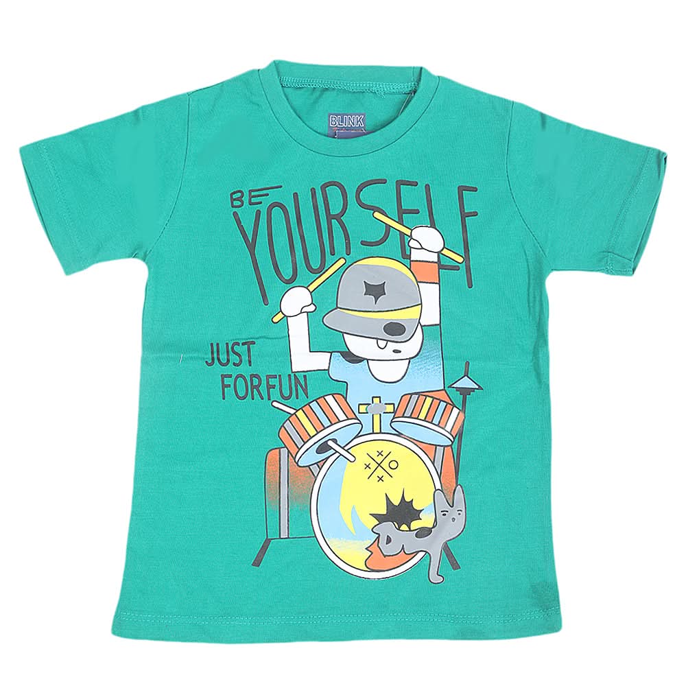 Boys Round Neck Half Sleeves T-Shirt - Green, Kids, Boys T-Shirts, Chase Value, Chase Value