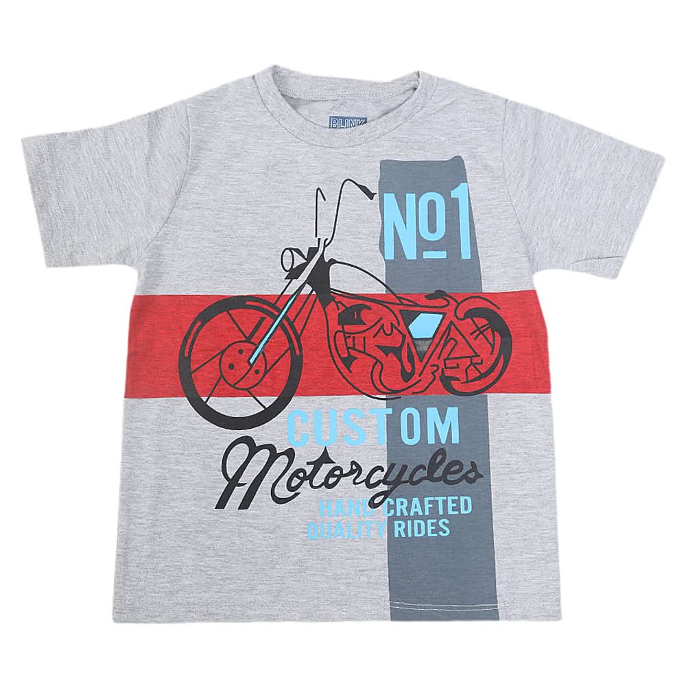 Boys Round Neck Half Sleeves T-Shirt - Light Grey, Kids, Boys T-Shirts, Chase Value, Chase Value