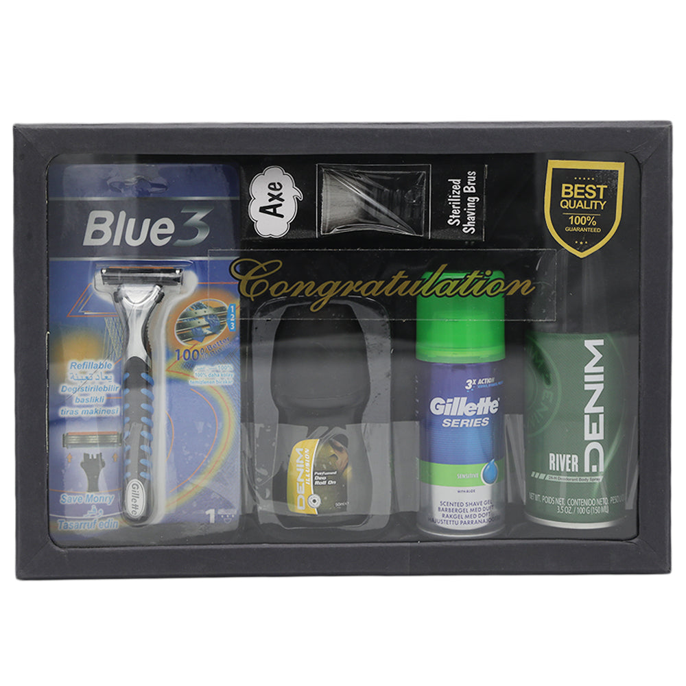 Denim Shaving Kit 5 Pcs, Beauty & Personal Care, Gift Sets, Chase Value, Chase Value