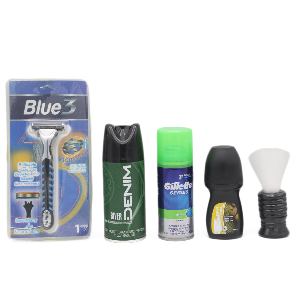 Denim Shaving Kit 5 Pcs, Beauty & Personal Care, Gift Sets, Chase Value, Chase Value