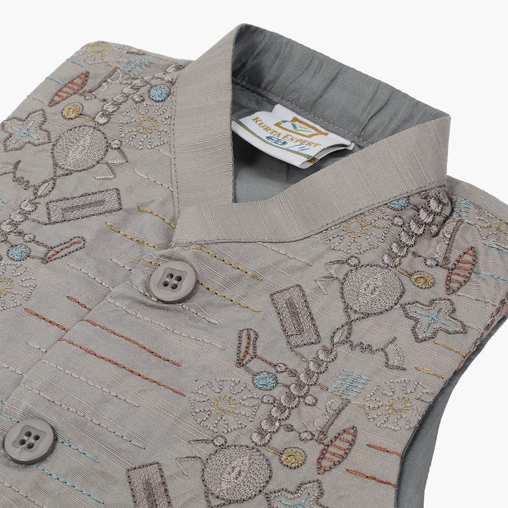 Boys Shalwar Suit With Waistcoat - Grey, Boys Shalwar Kameez, Chase Value, Chase Value