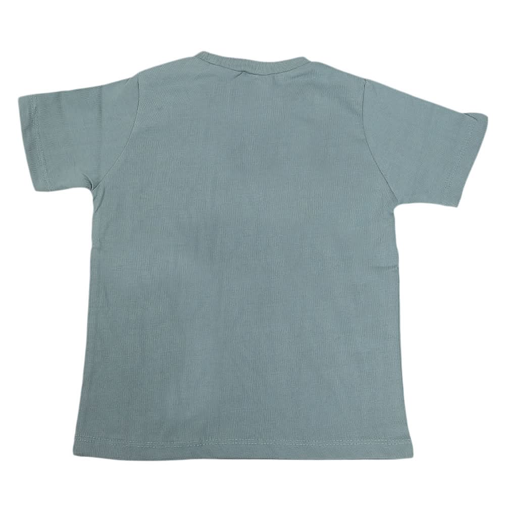 Boys Round Neck Half Sleeves T-Shirt - Steel Green, Kids, Boys T-Shirts, Chase Value, Chase Value
