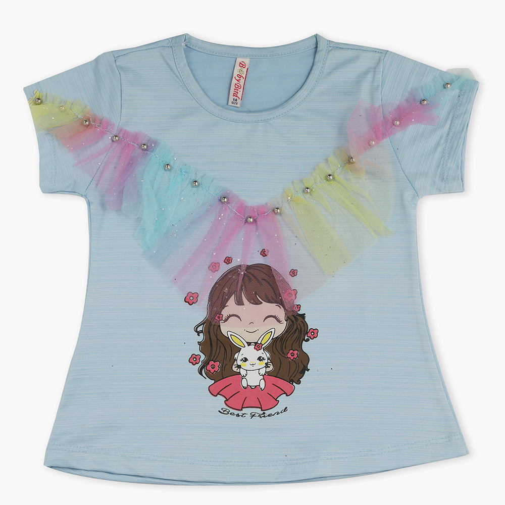 Girls Half Sleeves T-Shirt - Blue, Girls T-Shirts, Chase Value, Chase Value