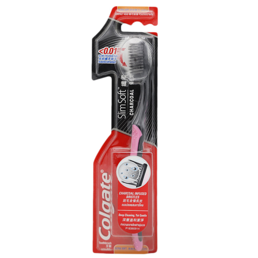 Colgate Tooth Brush Slim Soft Charcoal - Pink, Beauty & Personal Care, Oral Care, Chase Value, Chase Value