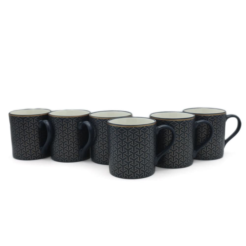 New Bone China 6 Pieces Mug Set - Navy Blue, Home & Lifestyle, Glassware & Drinkware, Chase Value, Chase Value