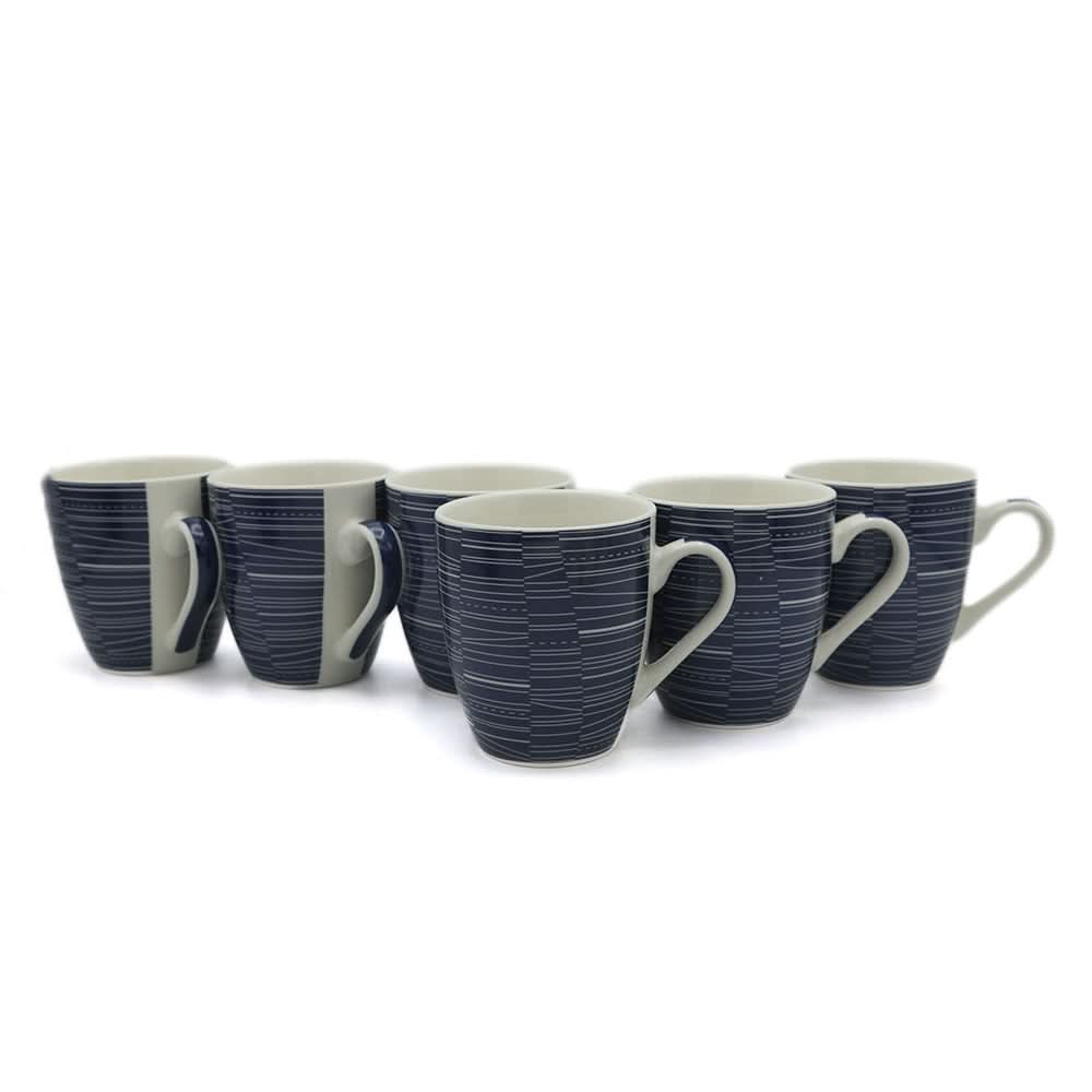 New Bone China 6 Pieces Mug Set - Dark Blue, Home & Lifestyle, Glassware & Drinkware, Chase Value, Chase Value