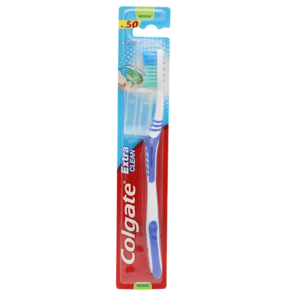 Colgate Tooth Brush Extra Claen With CAP Medium  - Blue, Beauty & Personal Care, Oral Care, Chase Value, Chase Value