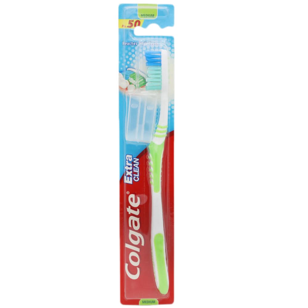Colgate Tooth Brush Extra Claen With CAP Medium  - Green, Beauty & Personal Care, Oral Care, Chase Value, Chase Value