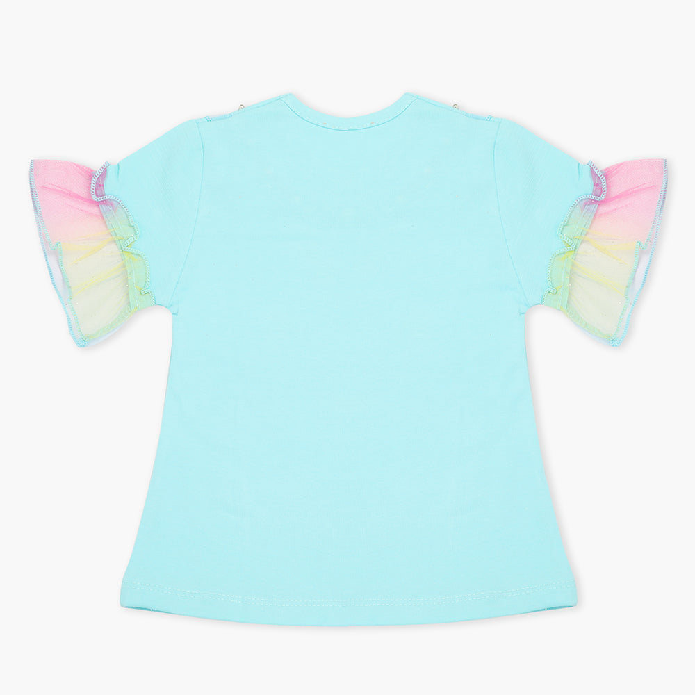 Girls Half Sleeves T-Shirt - Sky Blue, Girls T-Shirts, Chase Value, Chase Value