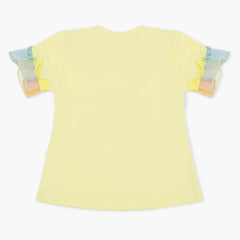 Girls Half Sleeves T-Shirt - Lemon, Girls T-Shirts, Chase Value, Chase Value