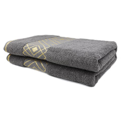 Bath Sheet Greek Border 90x150 - Dark Grey, Home & Lifestyle, Bath Towels, Chase Value, Chase Value