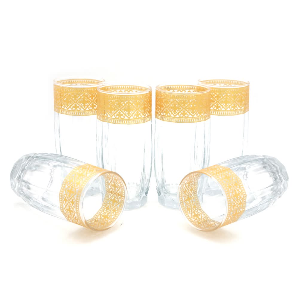 Vista Glass Golden 6 Pcs Set 280 ML - Golden, Home & Lifestyle, Glassware & Drinkware, Chase Value, Chase Value