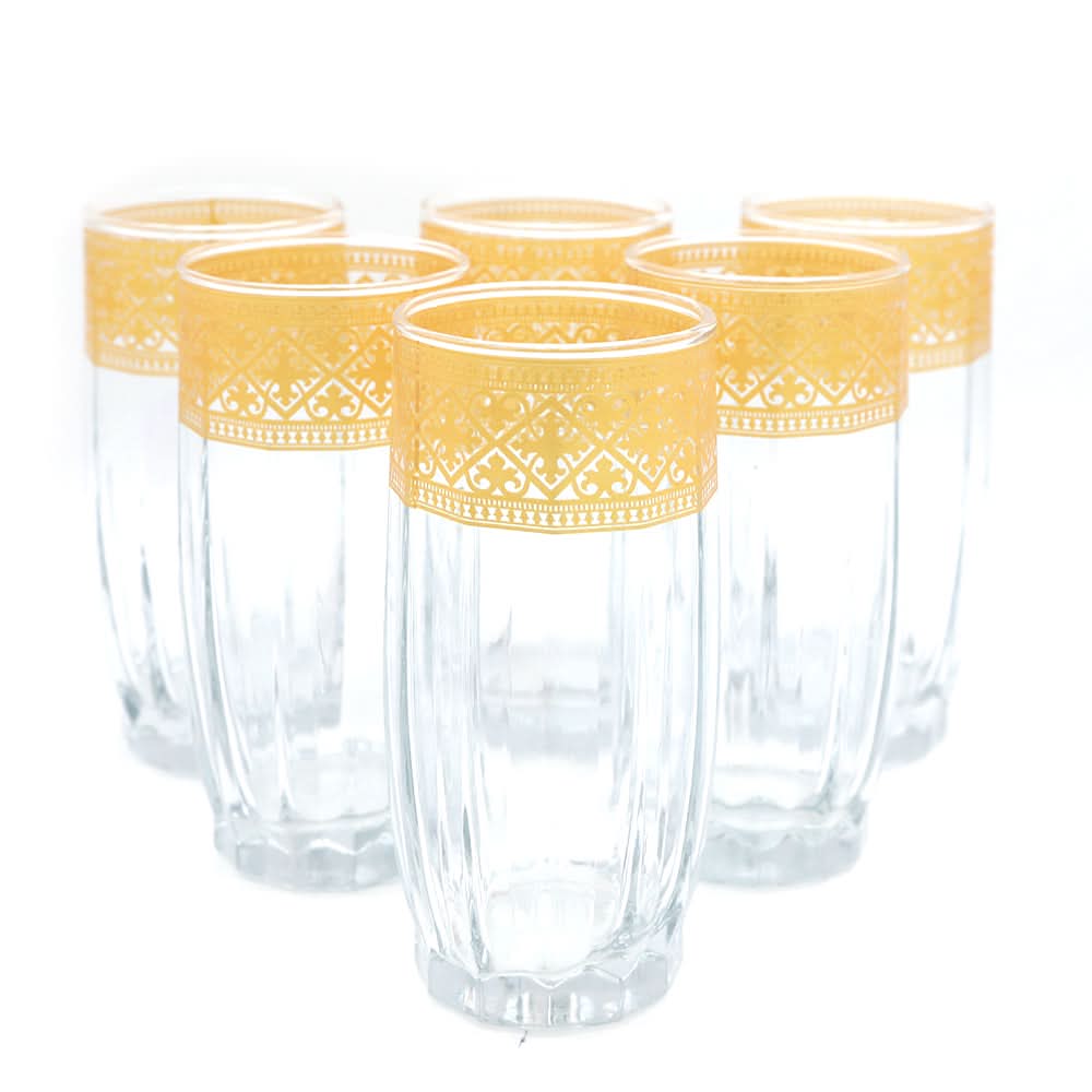 Vista Glass Golden 6 Pcs Set 280 ML - Golden, Home & Lifestyle, Glassware & Drinkware, Chase Value, Chase Value