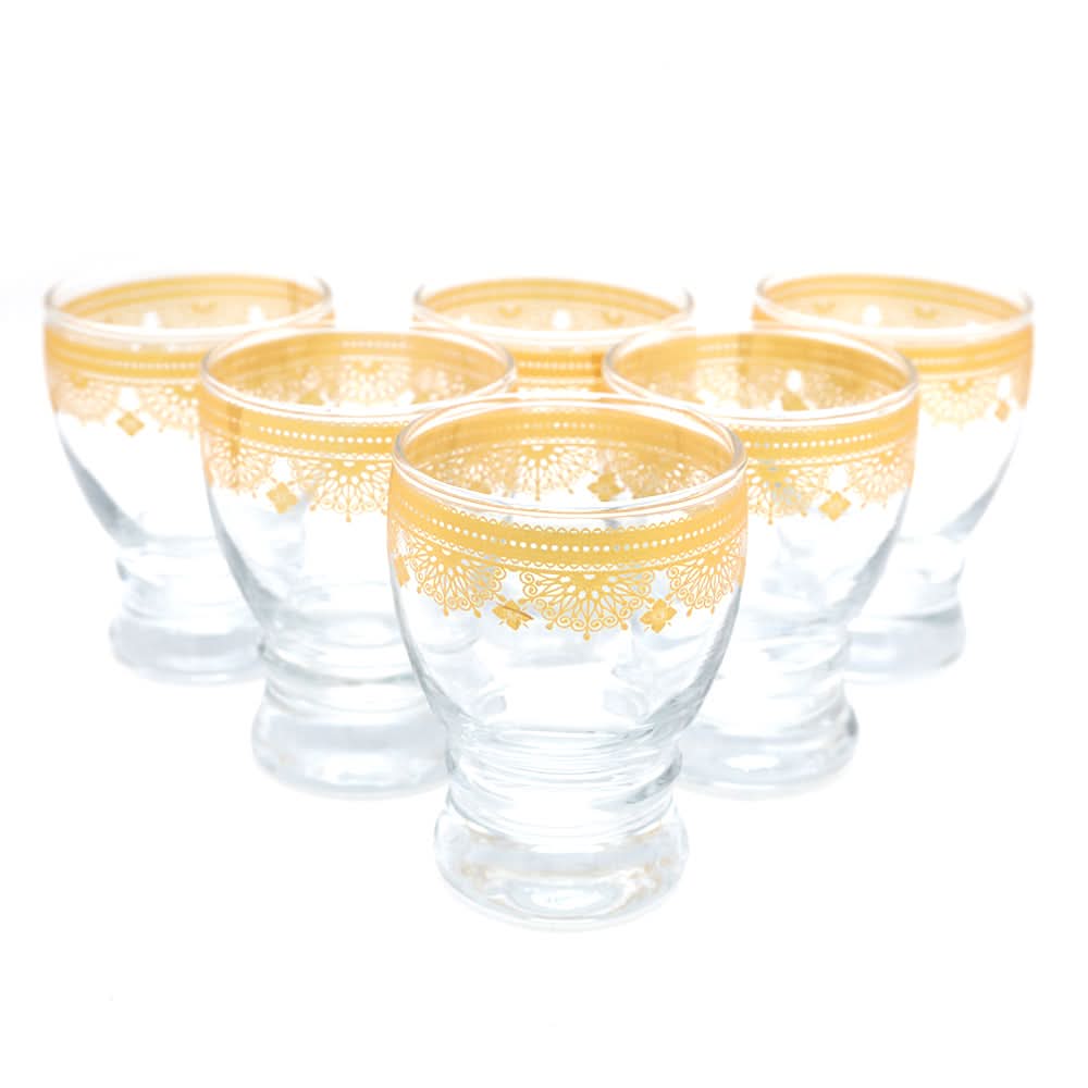 Elite Glass Golden 6 Pcs Set 300 ML - Golden, Home & Lifestyle, Glassware & Drinkware, Chase Value, Chase Value