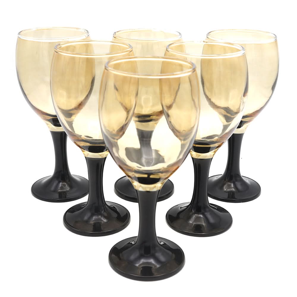 Imperial Goblet Black Base 6 Pcs Set 300 ML - Coffee, Home & Lifestyle, Glassware & Drinkware, Chase Value, Chase Value
