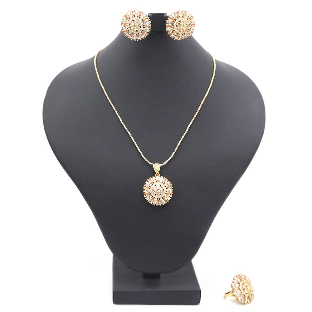 Women's Locket Set With Ring-Peach-A, Women, Chains & Lockets, Chase Value, Chase Value