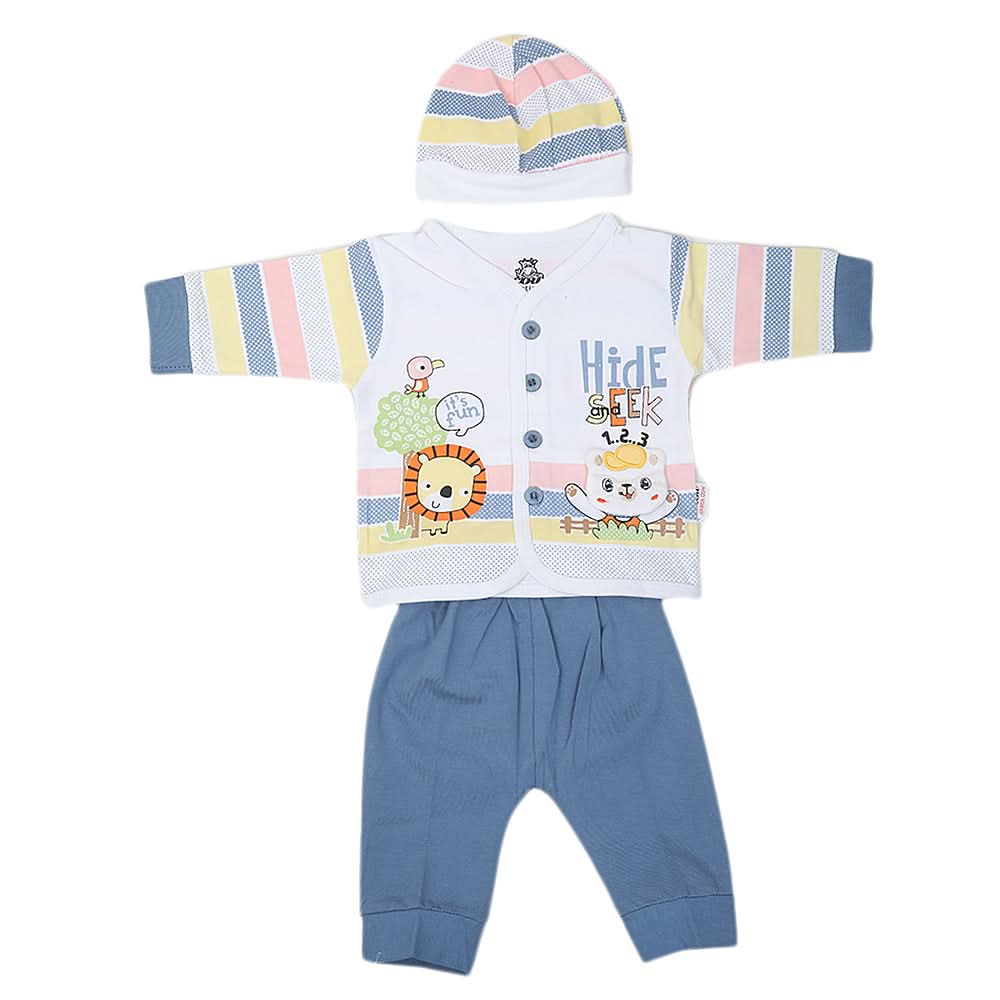 Newborn Boys Full Sleeves Suit - Steel Blue, Kids, NB Boys Sets And Suits, Chase Value, Chase Value