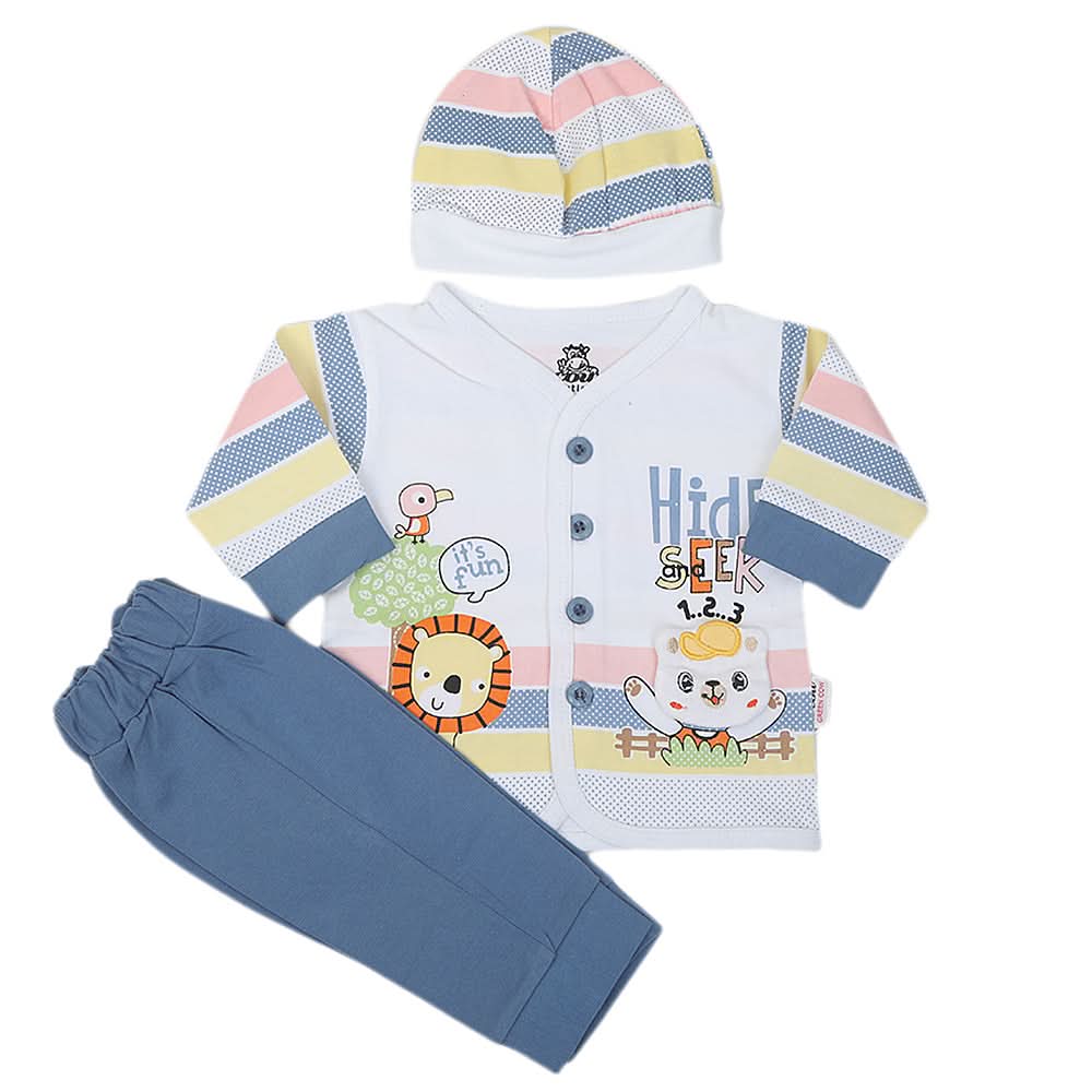 Newborn Boys Full Sleeves Suit - Steel Blue, Kids, NB Boys Sets And Suits, Chase Value, Chase Value