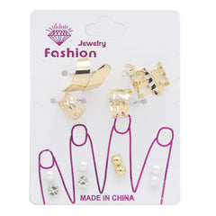Women's Ear Tops & Ring Card (AY-86) - Golden, Women, Earrings & Tops, Chase Value, Chase Value