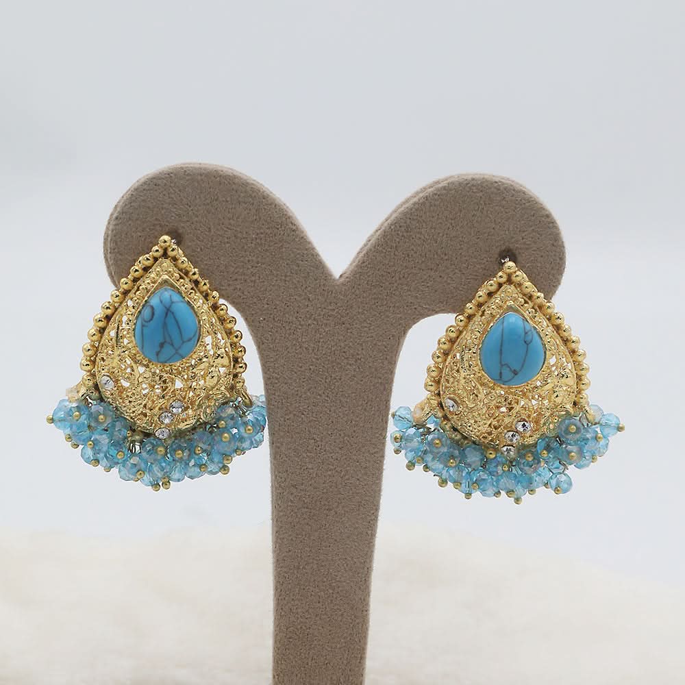 Women's Almond Zarcon Ear Tops - Sky-Blue, Women, Earrings & Tops, Chase Value, Chase Value