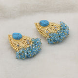 Women's Almond Zarcon Ear Tops - Sky-Blue, Women, Earrings & Tops, Chase Value, Chase Value