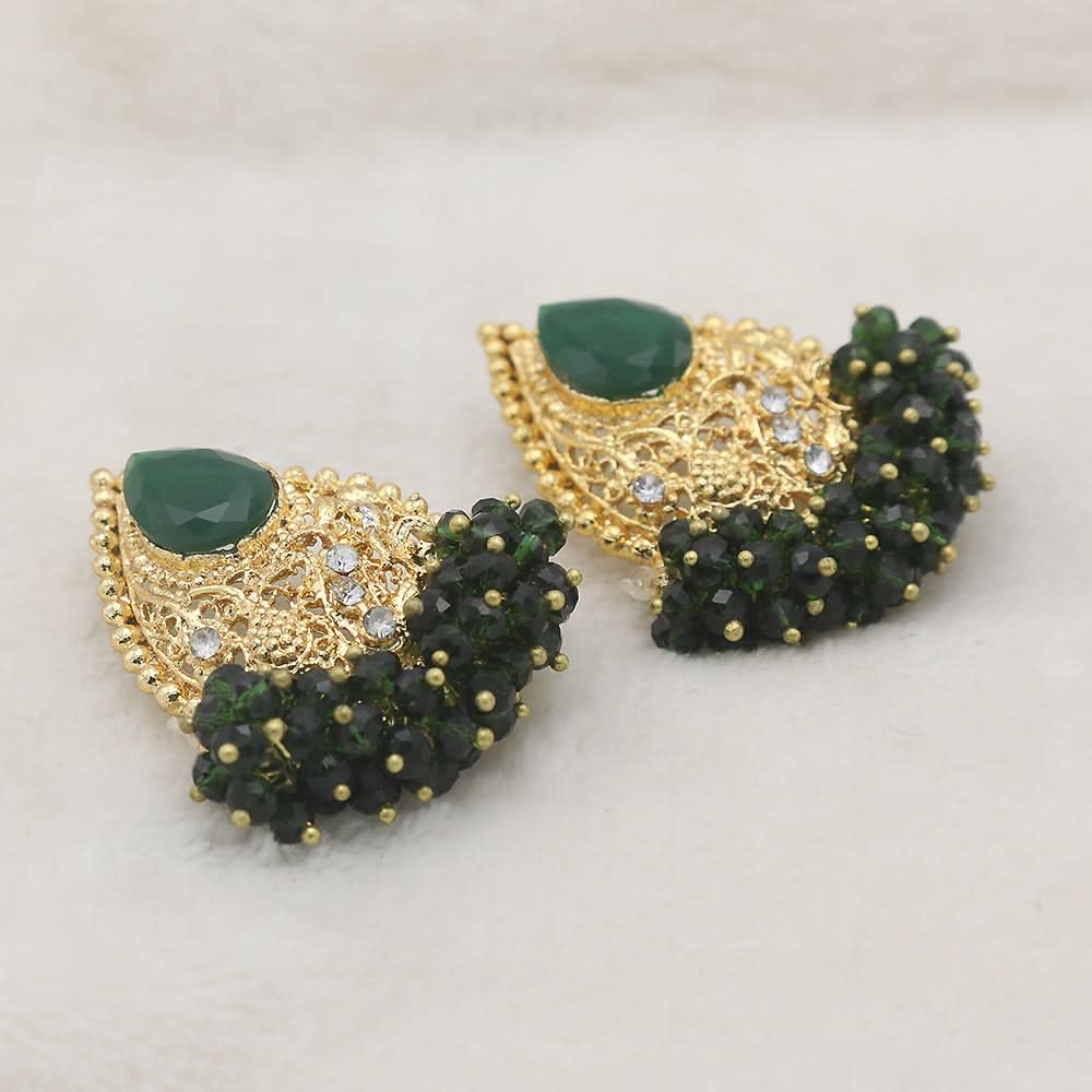 Women's Almond Zarcon Ear Tops - Green, Women, Earrings & Tops, Chase Value, Chase Value