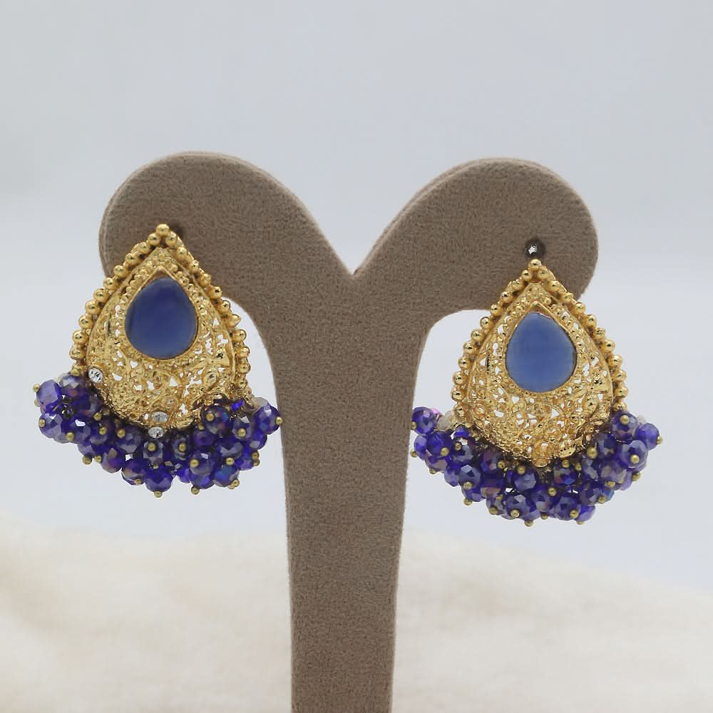 Women's Almond Zarcon Ear Tops - Royal-Blue, Women, Earrings & Tops, Chase Value, Chase Value