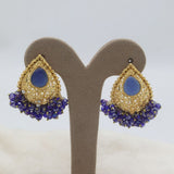 Women's Almond Zarcon Ear Tops - Royal-Blue, Women, Earrings & Tops, Chase Value, Chase Value