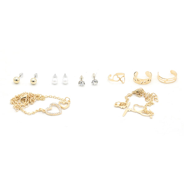 Women's Locket Ear Tops & Ring (AY-86) - Golden, Women, Earrings & Tops, Chase Value, Chase Value