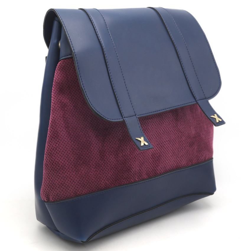 Girls Fancy Backpack H-93 - Navy Blue & Pink, Kids, Kids Bags, Chase Value, Chase Value