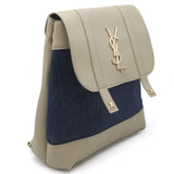 Girls Fancy Backpack H-93 - Beige & Navy Blue, Kids, Kids Bags, Chase Value, Chase Value