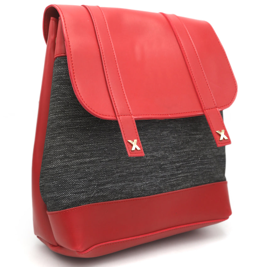Girls Fancy Backpack H-93 - Red & Grey, Kids, Kids Bags, Chase Value, Chase Value