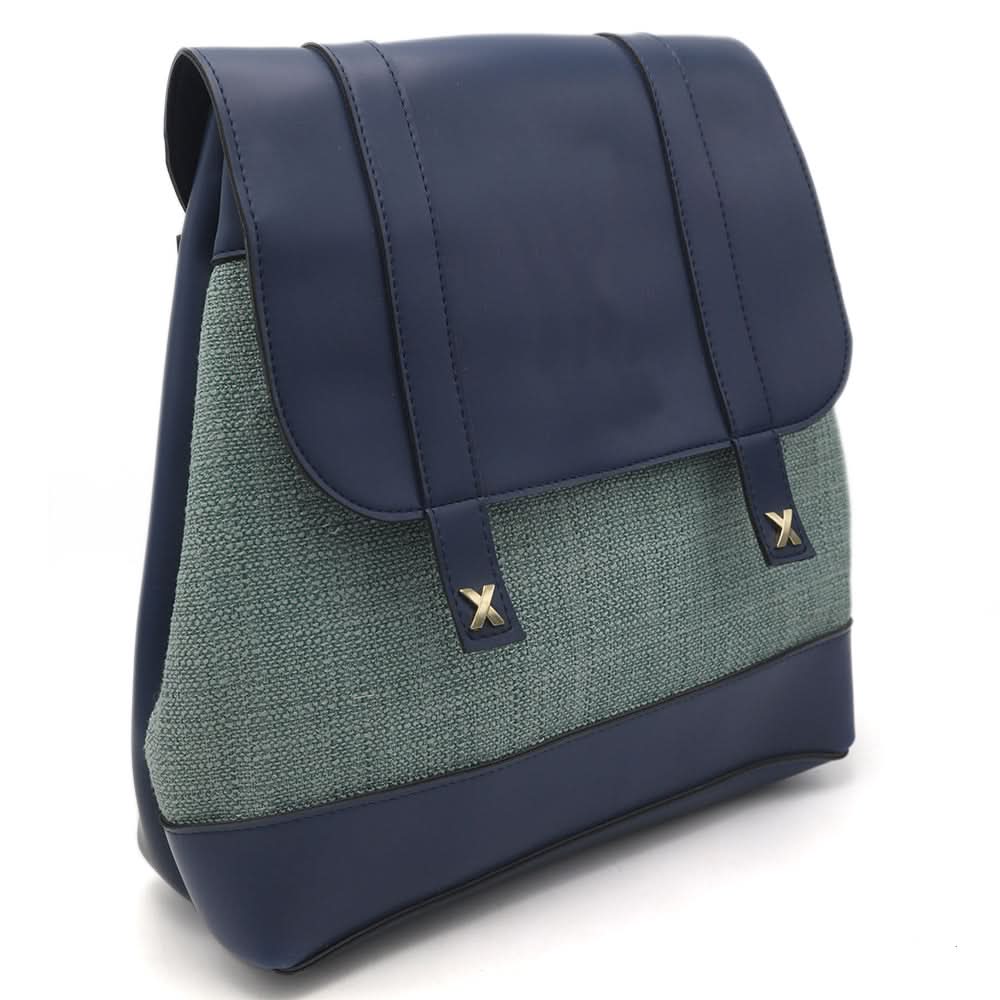 Girls Fancy Backpack H-93 - Navy Blue & Cyan, Kids, Kids Bags, Chase Value, Chase Value