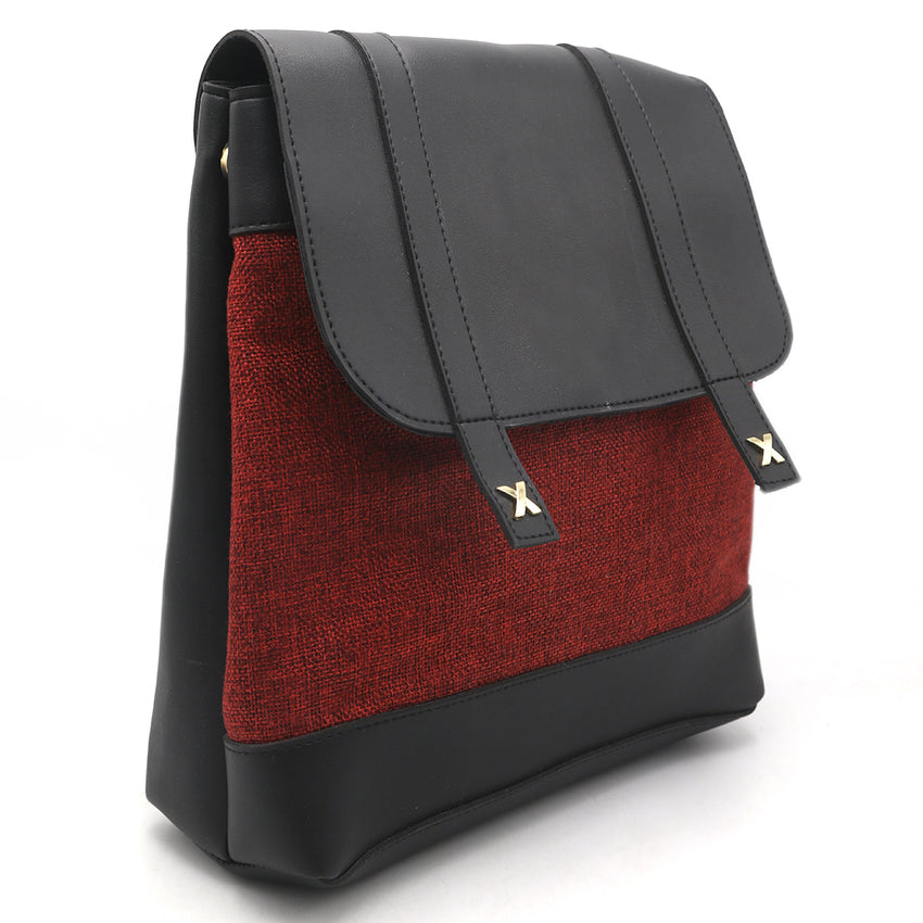 Girls Fancy Backpack H-93 - Black & Red, Kids, Kids Bags, Chase Value, Chase Value