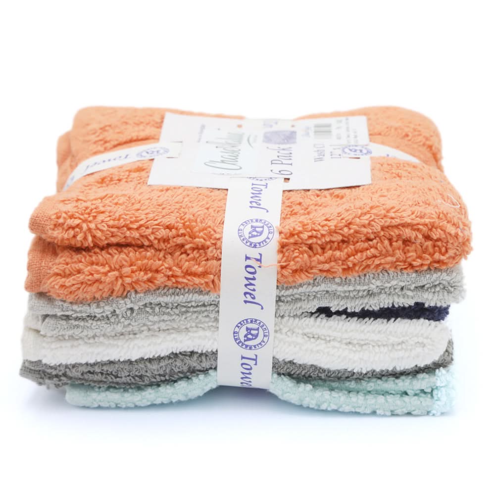 Terry Towel Cotton With Hem 12X12 Pack Of 6 - Multi, Home & Lifestyle, Bath Towels, Chase Value, Chase Value