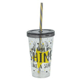 Decorated Tumbler with Straw - Black, Home & Lifestyle, Glassware & Drinkware, Chase Value, Chase Value