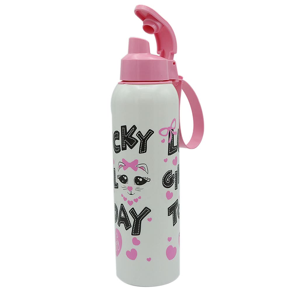Sports Bottle with Hanger - Cat - Pink, Kids, Tiffin Boxes And Bottles, Chase Value, Chase Value