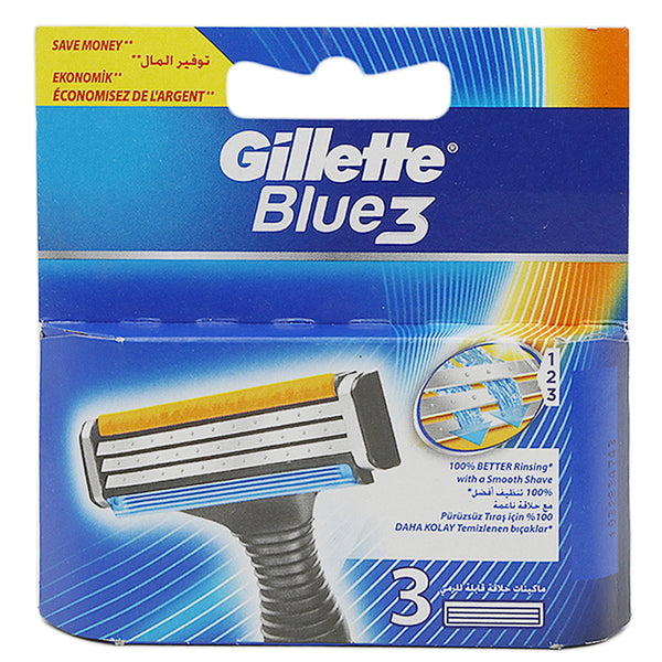 Gillette Blue 3 System Cart 3, Beauty & Personal Care, Razor And Cartridges, Chase Value, Chase Value